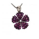 Elegant Ruby & White Sapphire Flower Necklace