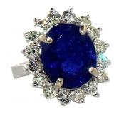 14k Gold 10.14 ct Oval Tanzanite & Diamond Ring