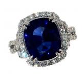 18k Gold 8.26 ct Oval Sapphire & Diamond Ring
