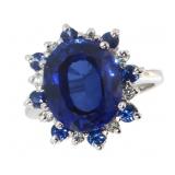 14k Gold 6.86 ct Oval Sapphire & Diamond Ring