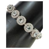 Natural 26.30 ct Aquamarine & White Topaz Bracelet