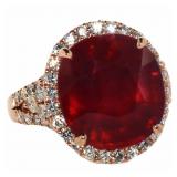 14k Gold 11.25 ct Oval Ruby & Diamond Ring