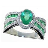 10kt Gold Natural 2.25 ct Emerald & Diamond Ring