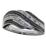 Black & White Diamond Accented Wave Ring