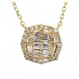 14kt Gold 1/4 ct Baguette Diamond Necklace