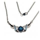 Beautiful Cushion Sapphire & Diamond Necklace