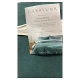 King Casaluna Green Heavyweight Linen Blend Duvet