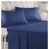 Queen 400 Thread Count Navy Sheet Set-100% Cotton