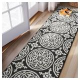 24 ï¿½ x 84 ï¿½ Gray Medallion Washable Runner