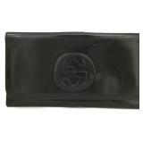 GUCCI BLACK LEATHER INTERLOCKING G LONG WALLET