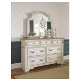 ASHLEY REALYN ANTIQUE WHITE DRESSER & MIRROR