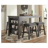 ASHLEY CAITBRROK COUNTER TABLE & 4 STOOLS