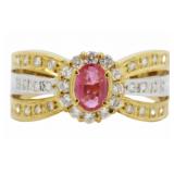 18kt Gold Natural Oval Ruby & Diamond Ring