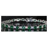 Princess Cut Emerald & White Topaz Bracelet
