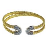 Elegant Two Tone Diamond Cuff Bracelet