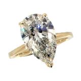 14k Gold 5.04 ct Pear Shape Lab Diamond Ring