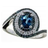 10kt Gold 2.60 ct London Blue Topaz-Diamond Ring