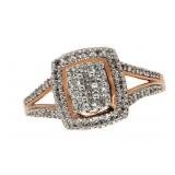10kt Rose Gold Cushion Cut Diamond Ring