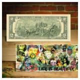 Autographed Life Is Beautiful Celebrity $2 Bill