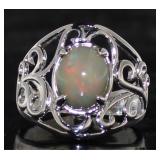 Natural Cabochon Opal Filligree Ring