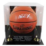 Autographed Magic Johnson Basketball Display