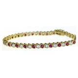 Elegant Red & White Topaz S Link Bracelet