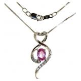 Beautiful Pink Sapphire Heart Necklace