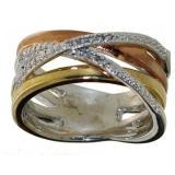 Triple Toned Diamond Accent Ring