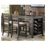 ASHLEY ROKANE COUNTER HEIGHT TABLE & 4 BARSTOOLS