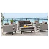 Pulaski 4 pc Driftwood Wicker Outdoor Living Set