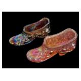 Pair Carnival Glass Shoes