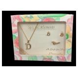 Initial ï¿½Dï¿½ Necklace & Earrings Set