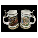 (2) Porcelain Decorative Steins