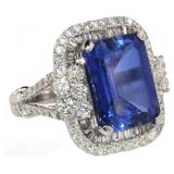 14k Gold 11.25 ct Sapphire & Diamond Ring