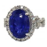 14k Gold 10.16 ct Oval Tanzanite & Diamond Ring