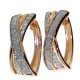 Rose Toned Diamond X French Hoop Earrings