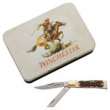 Winchester WN6220095 Stag Trapper Knife in Tin Box