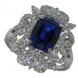 14k Gold 3.40 ct Sapphire & Diamond Ring