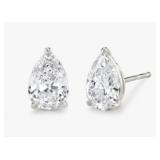 14k Gold Pear Shape 2.04 ct Lab Diamond Earrings