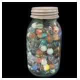 Blue Ball Mason Quart Jar Marbles