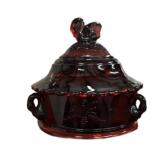 Beautiful West Moreland Ruby Swan Candy Dish