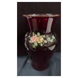 8ï¿½  Hand Painted Ruby Vase