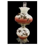 19.5 ï¿½ Hurricane Lamp wï¿½ Raised Gold Floral Decor