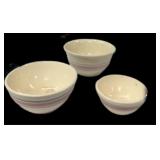 (3) Vintage Blue & Pink Striped Vintage Bowls-Age