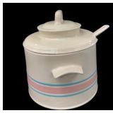 McCoy Blue & Pink Striped Soup Tureen
