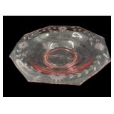 Pink Etched Glass 8 Sided Bowl