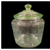 Green Depression Cracker Jar