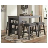 ASHLEY CAITBRROK COUNTER TABLE & 4 STOOLS