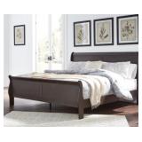 KING ASHLEY LEEWARDEN DARK BROWN SLEIGH BED