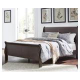 QUEEN ASHLEY LEEWARDEN DARK BROWN SLEIGH BED